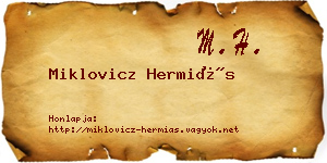 Miklovicz Hermiás névjegykártya